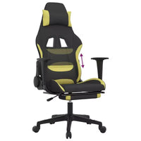 Chaise gaming vidaXL avec repose-pieds, noir et vert clair, tissu