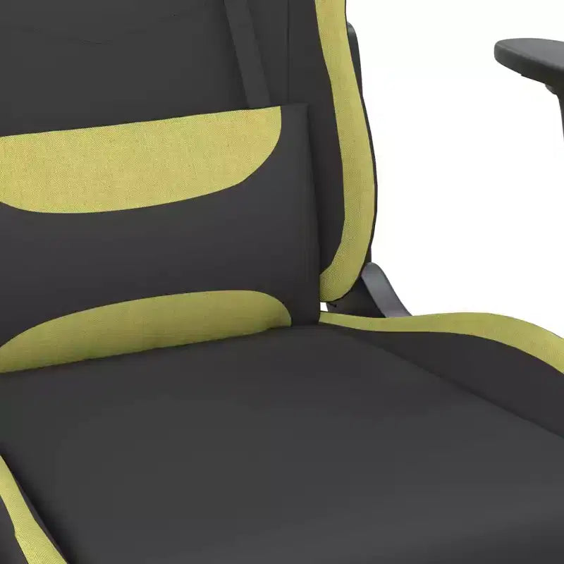 Chaise gaming vidaXL avec repose-pieds, noir et vert clair, tissu