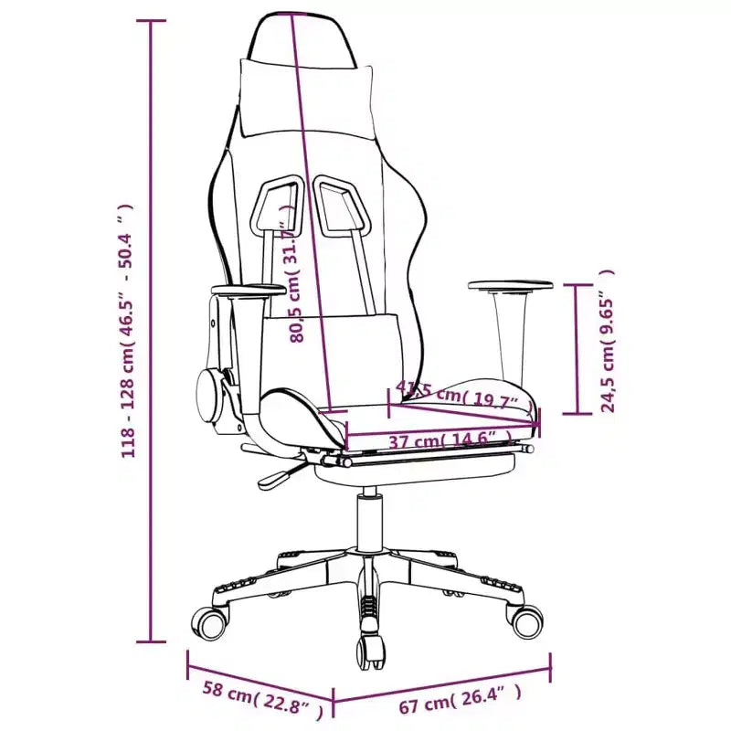 Chaise gaming vidaXL avec repose-pieds, blanc et rose, similicuir