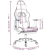Chaise gaming vidaXL avec repose-pieds, blanc et rose, similicuir