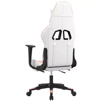 Chaise gaming vidaXL avec repose-pieds, blanc et rose, similicuir