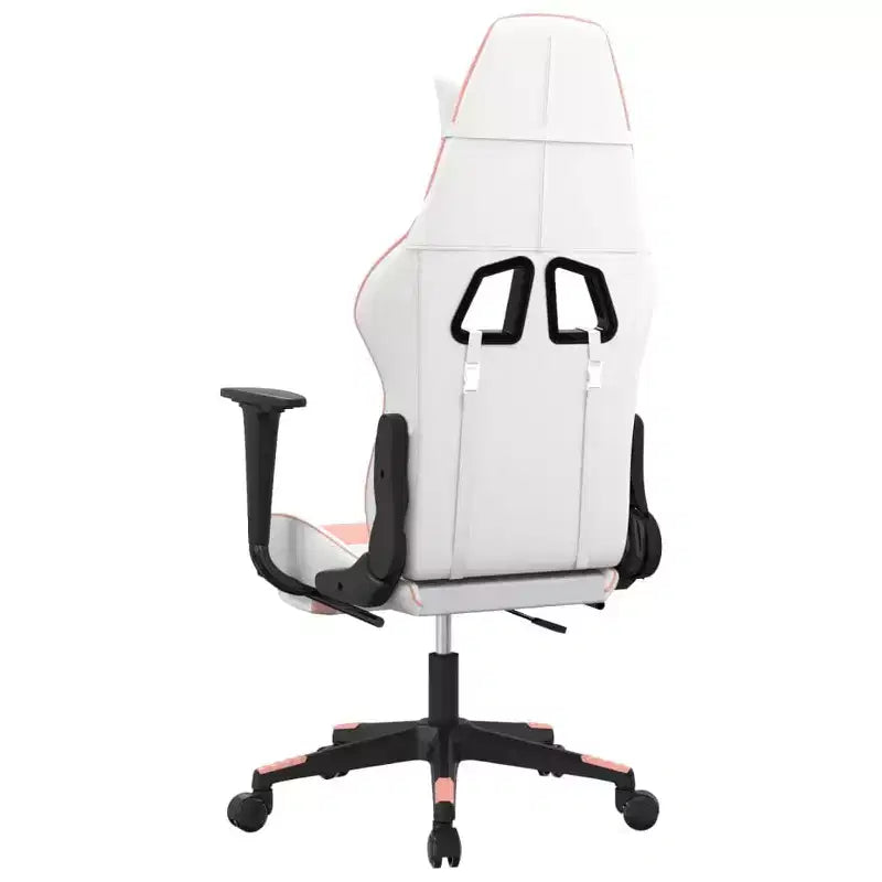 Chaise gaming vidaXL avec repose-pieds, blanc et rose, similicuir