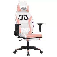 Chaise gaming vidaXL avec repose-pieds, blanc et rose, similicuir