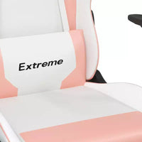 Chaise gaming vidaXL avec repose-pieds, blanc et rose, similicuir