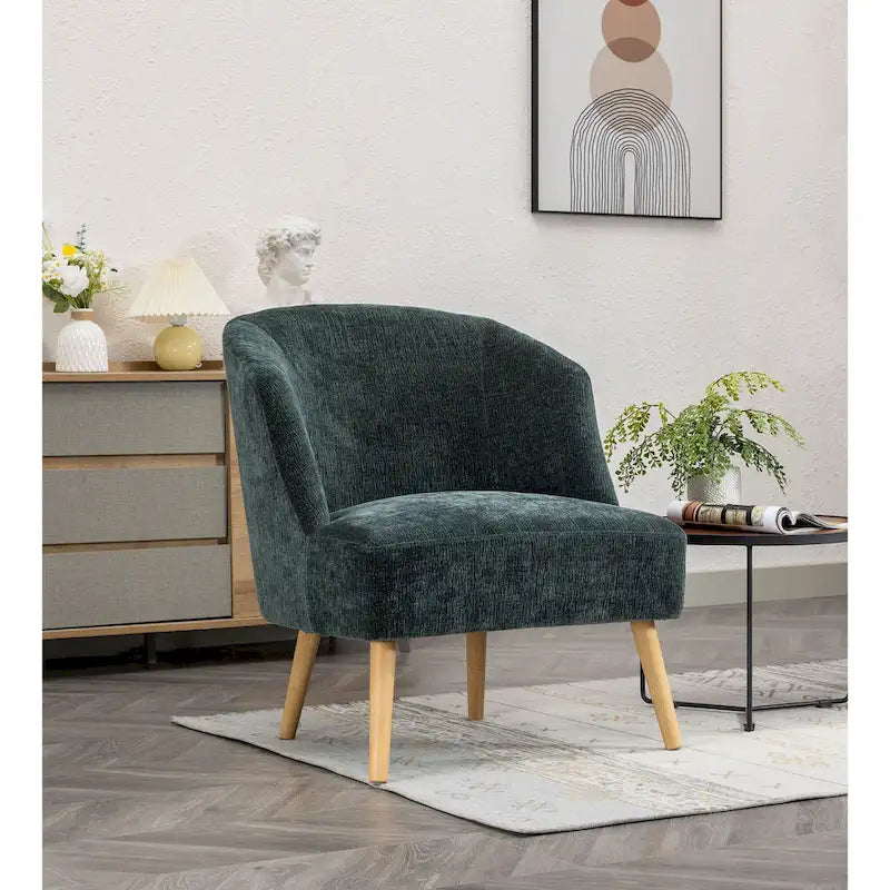 Fauteuil d'appoint en velours côtelé Quilla de Porthos Home avec pieds en bois d'hévéa