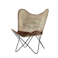 Fauteuil papillon fait main en cuir blanc, gris, marron, marron clair ou beige marron avec support noir