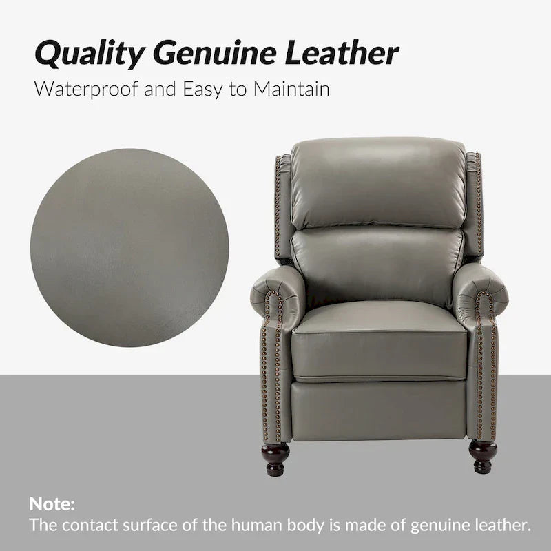 Lot de 2 Fauteuils Inclinables Gabriela en Cuir Véritable Milieu de Siècle Moderne avec Clous Décoratifs par HULALA HOME