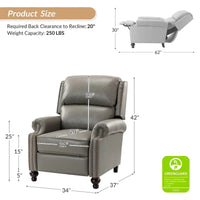 Lot de 2 Fauteuils Inclinables Gabriela en Cuir Véritable Milieu de Siècle Moderne avec Clous Décoratifs par HULALA HOME
