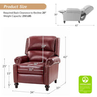 Lot de 2 Fauteuils Inclinables Gabriela en Cuir Véritable Milieu de Siècle Moderne avec Clous Décoratifs par HULALA HOME