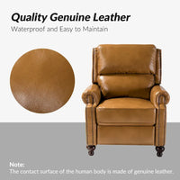 Lot de 2 Fauteuils Inclinables Gabriela en Cuir Véritable Milieu de Siècle Moderne avec Clous Décoratifs par HULALA HOME