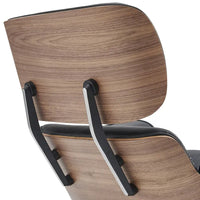 Ensemble Fauteuil et Ottoman en Cuir Véritable Style Mid-Century Moderne