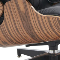 Ensemble Fauteuil et Ottoman en Cuir Véritable Style Mid-Century Moderne