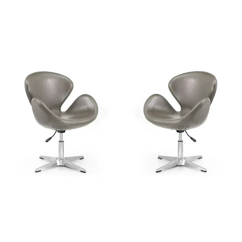 Manhattan Comfort - Fauteuil pivotant réglable chromé (lot de 2)