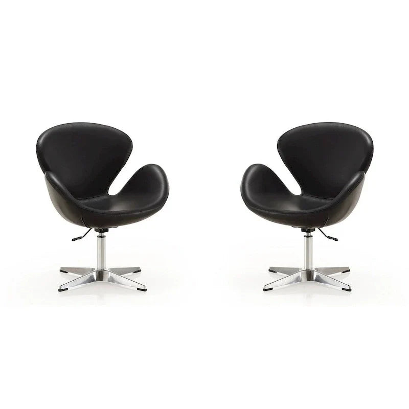 Manhattan Comfort - Fauteuil pivotant réglable chromé (lot de 2)