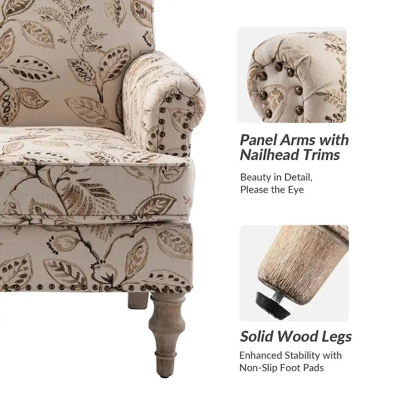 Fauteuil Yahweh Farmhouse avec têtes de clous et accoudoirs roulés par HULALA HOME (Lot de 2)