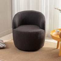 Fauteuil d'appoint tonneau pivotant en tissu Teddy avec anneau métallique thermolaqué