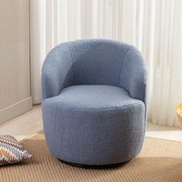 Fauteuil d'appoint tonneau pivotant en tissu Teddy avec anneau métallique thermolaqué
