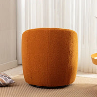 Fauteuil d'appoint tonneau pivotant en tissu Teddy avec anneau métallique thermolaqué