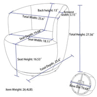 Fauteuil d'appoint tonneau pivotant en tissu Teddy avec anneau métallique thermolaqué