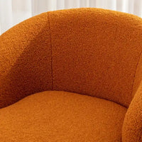Fauteuil d'appoint tonneau pivotant en tissu Teddy avec anneau métallique thermolaqué