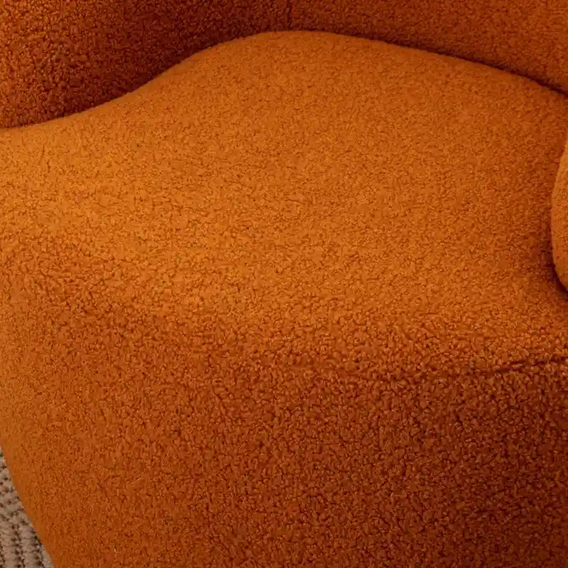 Fauteuil d'appoint tonneau pivotant en tissu Teddy avec anneau métallique thermolaqué