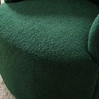 Fauteuil d'appoint tonneau pivotant en tissu Teddy avec anneau métallique thermolaqué