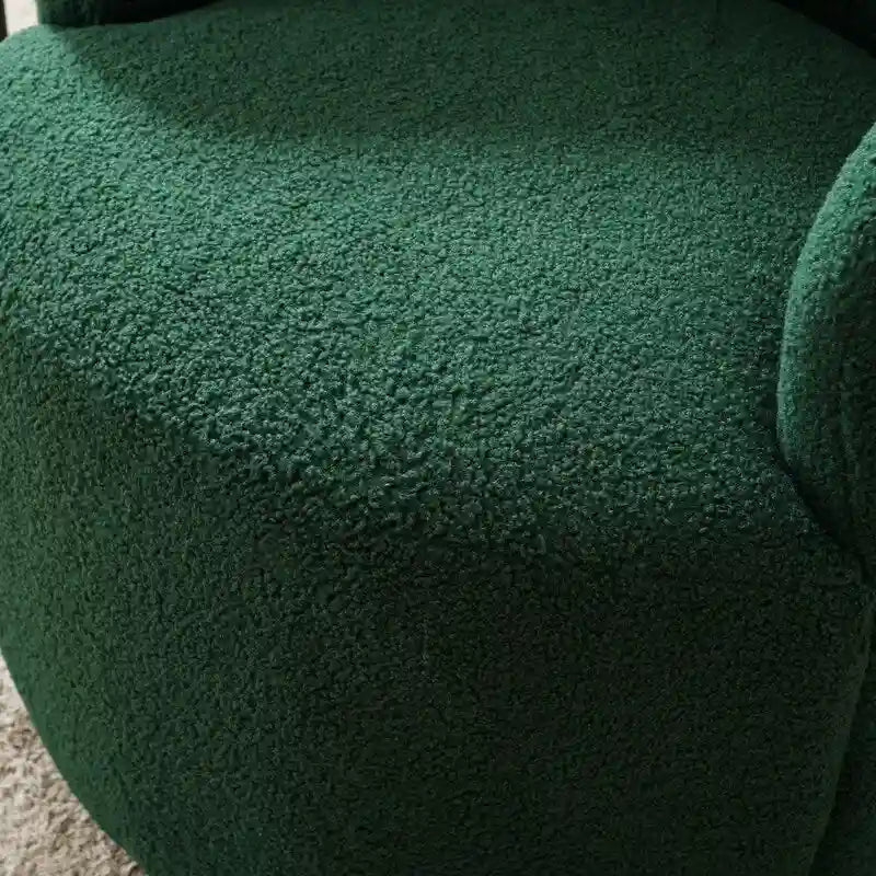Fauteuil d'appoint tonneau pivotant en tissu Teddy avec anneau métallique thermolaqué