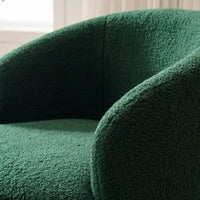 Fauteuil d'appoint tonneau pivotant en tissu Teddy avec anneau métallique thermolaqué