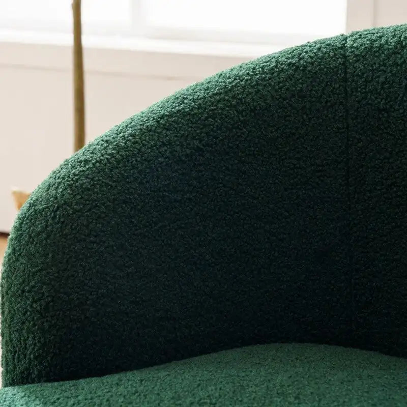 Fauteuil d'appoint tonneau pivotant en tissu Teddy avec anneau métallique thermolaqué