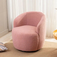 Fauteuil d'appoint tonneau pivotant en tissu Teddy avec anneau métallique thermolaqué