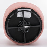 Fauteuil d'appoint tonneau pivotant en tissu Teddy avec anneau métallique thermolaqué