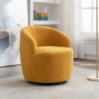 Fauteuil d'appoint tonneau pivotant en tissu Teddy avec anneau métallique thermolaqué