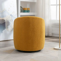 Fauteuil d'appoint tonneau pivotant en tissu Teddy avec anneau métallique thermolaqué