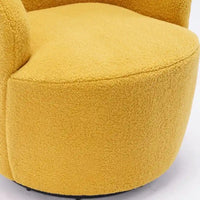 Fauteuil d'appoint tonneau pivotant en tissu Teddy avec anneau métallique thermolaqué