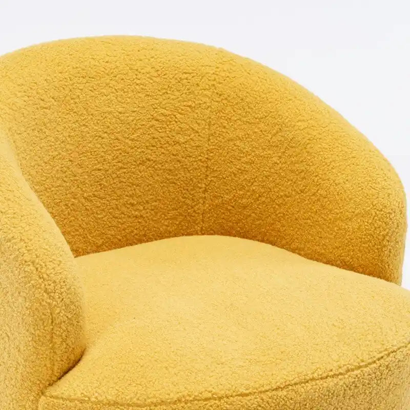 Fauteuil d'appoint tonneau pivotant en tissu Teddy avec anneau métallique thermolaqué