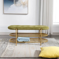 Banc de salon SEYNAR 40 en velours avec double range-chaussures