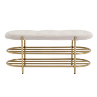 Banc de salon SEYNAR 40 en velours avec double range-chaussures