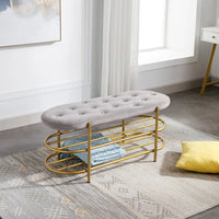 Banc de salon SEYNAR 40 en velours avec double range-chaussures