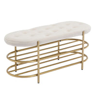 Banc de salon SEYNAR 40 en velours avec double range-chaussures