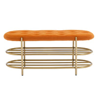 Banc de salon SEYNAR 40 en velours avec double range-chaussures