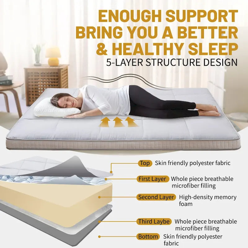Matelas Futon Japonais Enroulable de Sol DoCred avec Sac de Rangement