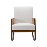 Fauteuil à bascule moderne SEYNAR en cuir PU avec accoudoirs en rotin