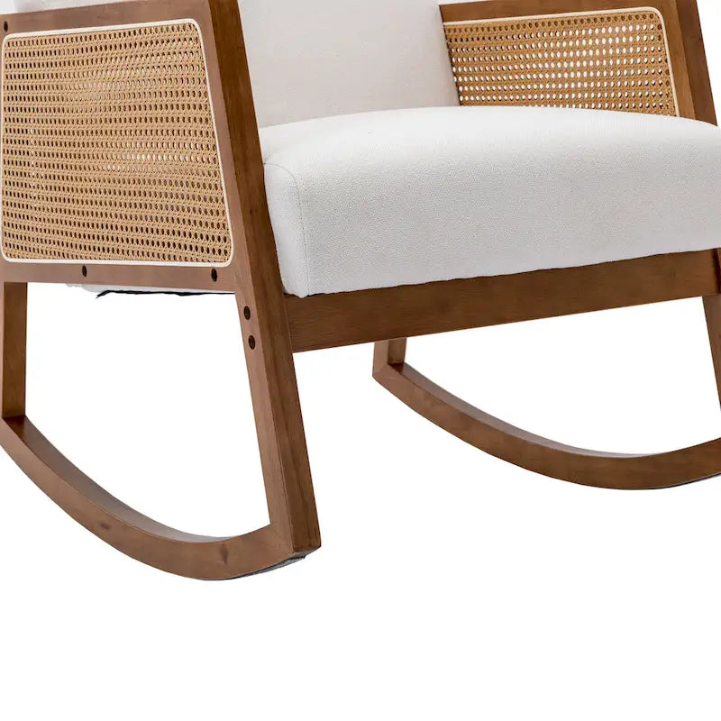 Chaise berçante moderne SEYNAR en cuir PU avec accoudoirs en rotin