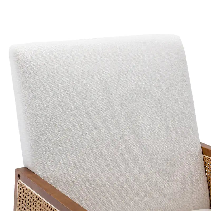 Chaise berçante moderne SEYNAR en cuir PU avec accoudoirs en rotin