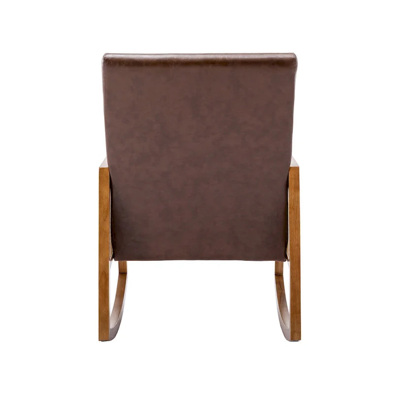 Chaise berçante moderne SEYNAR en cuir PU avec accoudoirs en rotin