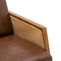 Fauteuil à bascule moderne SEYNAR en cuir PU avec accoudoirs en rotin