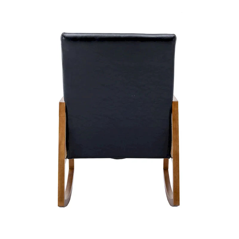 Chaise berçante moderne SEYNAR en cuir PU avec accoudoirs en rotin
