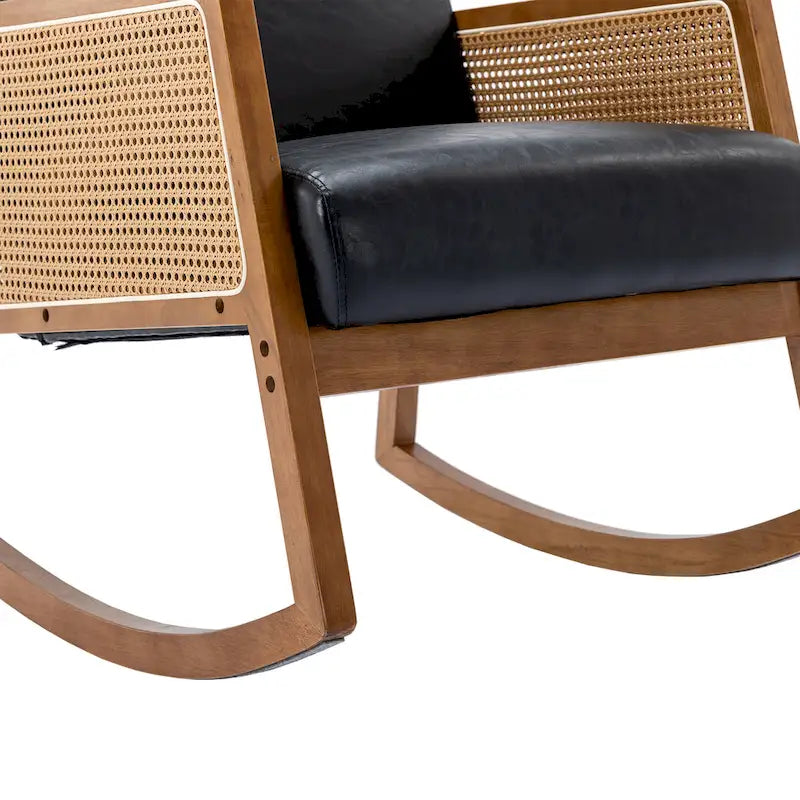 Chaise berçante moderne SEYNAR en cuir PU avec accoudoirs en rotin