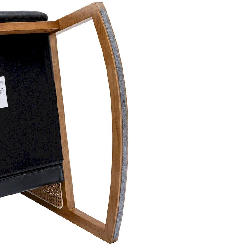 Chaise berçante moderne SEYNAR en cuir PU avec accoudoirs en rotin