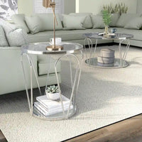 Ensemble de 2 tables basses Gable Glam à plateau en verre avec étagère par Furniture of America